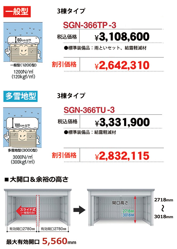 ###u.イナバ物置 稲葉製作所 倉庫SGN イナバ倉庫 多雪地型 布基礎 4棟タイプ 注2週 - 3